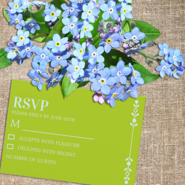 Cartão RSVP Citrus Green & Coastal Blue Wedding (Criador carregado)