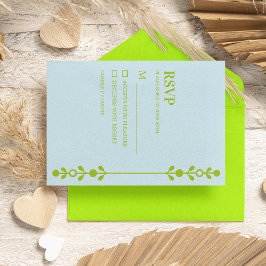 Cartão RSVP Citrus Green & Coastal Blue Wedding