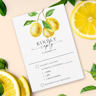 Cartão RSVP Citrus Lemon Watercolor — Escolha das Refeições