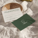 Cartão RSVP Class Emerald Green Boho Old Money Wedding<br><div class="desc">A classy and elegant calligraphy emerald green and white retro old money  wedding rsvp card. That has a vintage and modern white background with green script and hand written whimsical stylish wording. Luxurious and chic with classic handwritten lettering. It is all editable by clicking on the personalize button.</div>