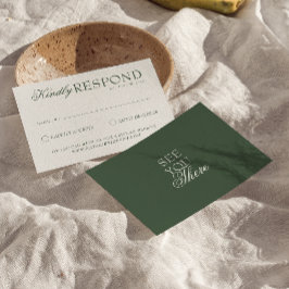 Cartão RSVP Classe Esmeralda Verde Boho Casamento de Família R