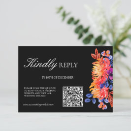 Cartão RSVP Classe Luxuosa Elegante Flores Aquarela casamento