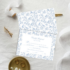 Cartão RSVP Classic Blue Floral Garden Toile Response Card