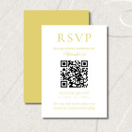 Cartão RSVP Classic Chartreuse Minimalist Wedding QR Code