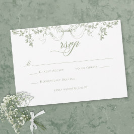Cartão RSVP Classic Elegant Sage Green Floral Frame Wedding