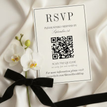 Classic Ivory Damask Rococo Pattern Wedding QR