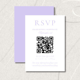 Cartão RSVP Classic Lavender Minimalist Wedding QR Code