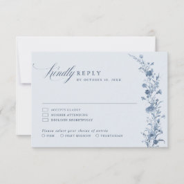 Cartão RSVP Classic Victorian Blue French Garden Chic Wedding 