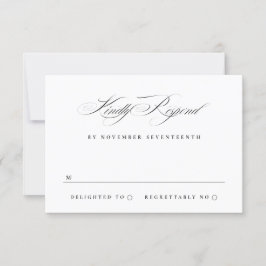 Cartão RSVP Clássica Caligrafia Elegante Negra