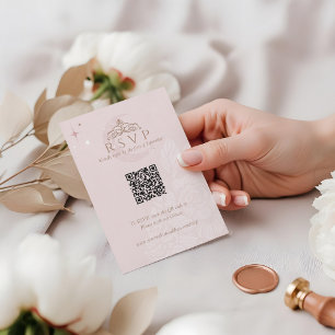 Cartão RSVP Clássica da Lua Floral Estrelas Tiara Quinceañera 