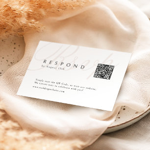 Cartão RSVP Clássica Elegância Calliografia Casamento Código Q