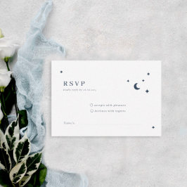 Cartão RSVP Clássica Lua de Casamento Celestial e Estrelas RSV
