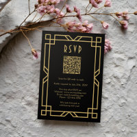 Clássico bege Dourado preto elegante Art Deco QR