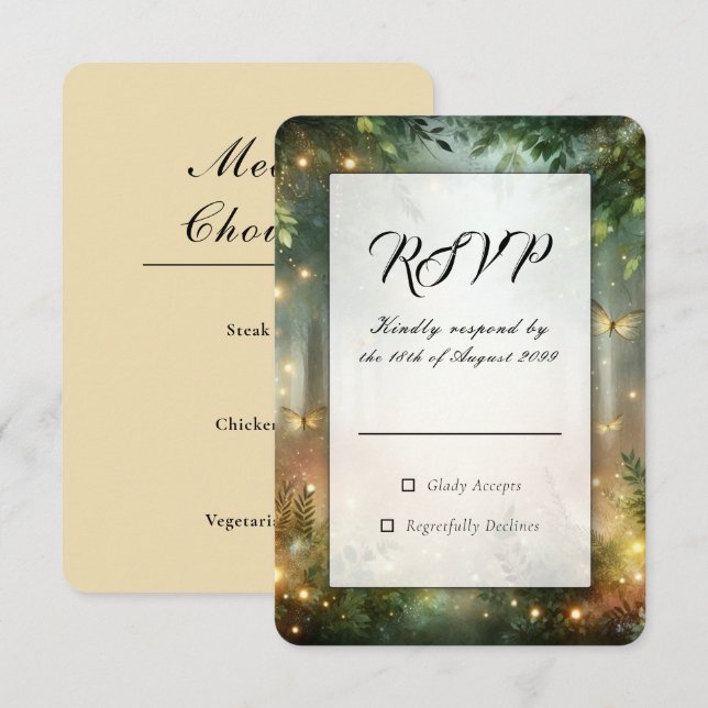 Cartão RSVP Clássico Casamento com Moldura Ornamentada (Frente/Verso)