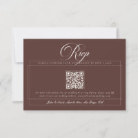 Clássico Choco Marrom Marfim Caligrafia QR Casamen