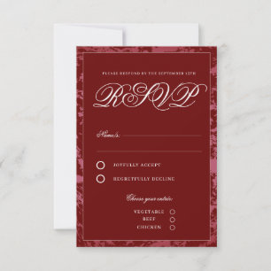 Cartão RSVP Clássico Crimson Red Elegante