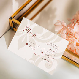 Cartão RSVP Clássico Damask Ivory Sienna Foto de Casamento RSV