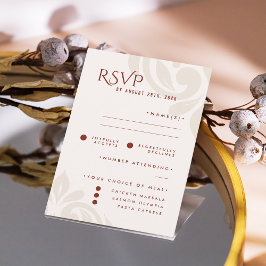 Cartão RSVP Clássico Damask Ivory Sienna Foto de Casamento RSV