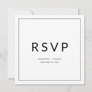 Cartão RSVP Clássico de Casamento de Borda Branca 