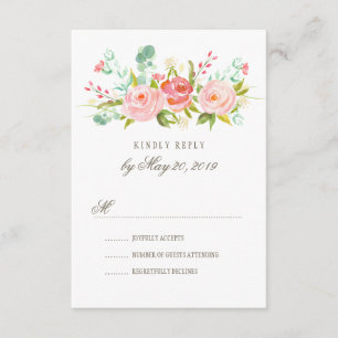 Cartão RSVP Clássico de Casamento de Jardim Rosa