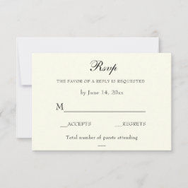 Cartão RSVP Clássico de Casamento de Marfim Clássi