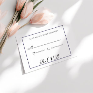 Cartão RSVP Clássico de Casamento Preto e Branco