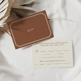 Cartão RSVP Clássico Elegante Brown & Ecru Wedding