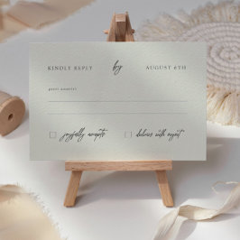 Cartão RSVP Clássico Elegante Caligrafia de Casamento de marfi