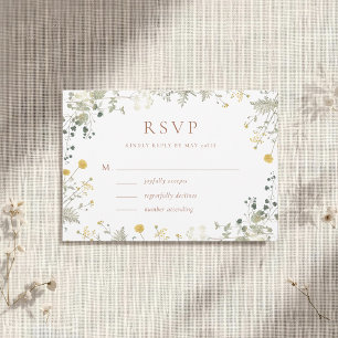 Cartão RSVP Clássico Elegante Terracota de Flores Silvestres C