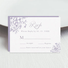Cartão RSVP Clássico Jardim Bloom Lavanda Casamento