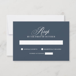 Cartão RSVP Clássico Luxo | Casamento Azul-Marinho Elegante
