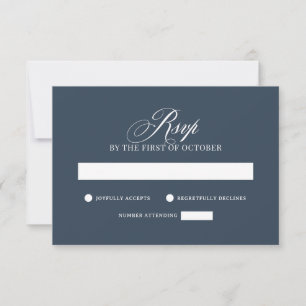 Cartão RSVP Clássico Luxo Casamento Azul-Marinho Elegante