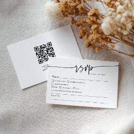 Cartão RSVP Clássico Minimalista Moderno Código QR Casamento B
