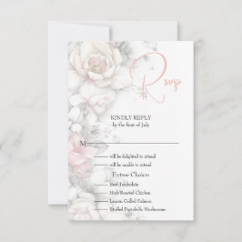 Cartão RSVP Clássico Moderno Floral Marfim e Rosa Velho