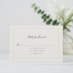 Cartão RSVP Clássico Moderno Formal Elevado Casamento Ecru