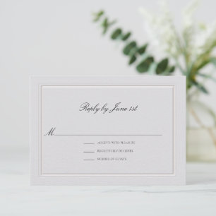 Cartão RSVP Clássico Moderno Formal Elevado Casamento Marfim S