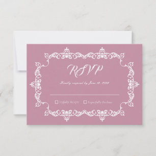 Cartão RSVP Clássico Rosa Poeira Rosa Casamento Enmarcado Orna