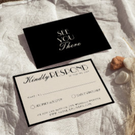 Cartão RSVP Classy Black Cream Old Money Fancy Luxury Wedding