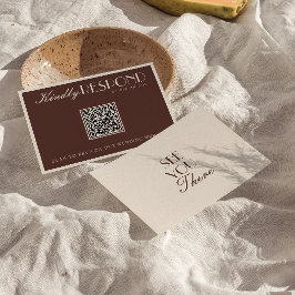 Cartão RSVP Classy Chocolate Brown Old Money QR Code Wedding
