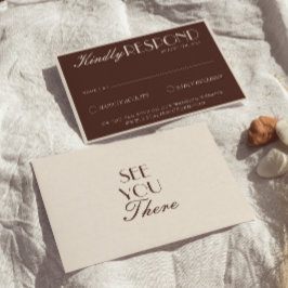 Cartão RSVP Classy Chocolate Brown Old Money Retro Wedding