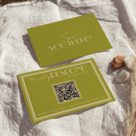 Cartão RSVP Classy Moss Green Old Money Luxury QR Code Wedding