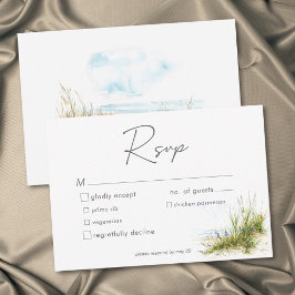 Cartão RSVP Coastal Beach Modern Watercolor Wedding