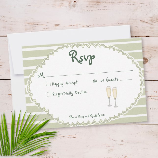 Cartão RSVP Coastal Chic Sun Palm Tree Wedding (Criador carregado)