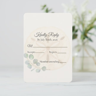Cartão RSVP Coastal Sand Dollar Wedding
