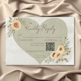 Cartão RSVP Cód. Boho Heart Wedt QR