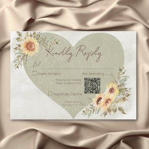Cartão RSVP Cód. Boho Heart Wedt QR
