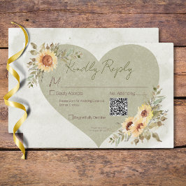 Cartão RSVP Cód. Boho Heart Wedt QR