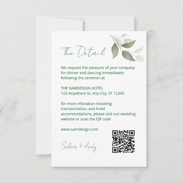 Cartão RSVP código de detalhes da folha (Frente)