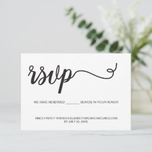 Cartão RSVP Código de QR minimalista site de casamento Seats r