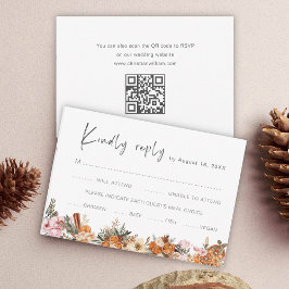 Cartão RSVP Código QR Boho Holiday Wedding